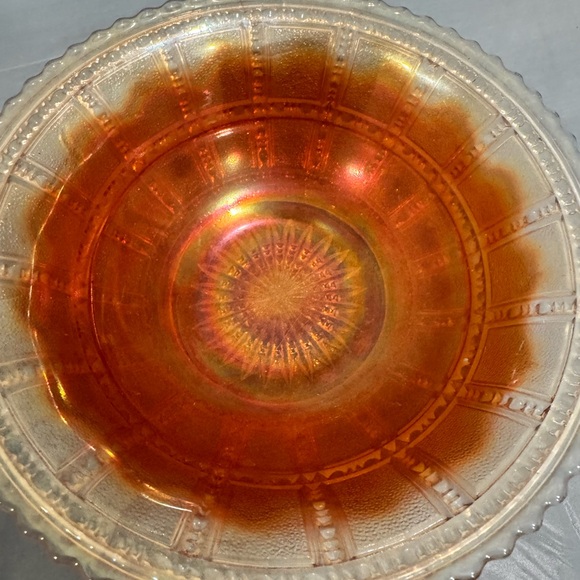 Vintage Carnival Glass Bowl Marigold Amber Iridescent - Picture 4 of 6